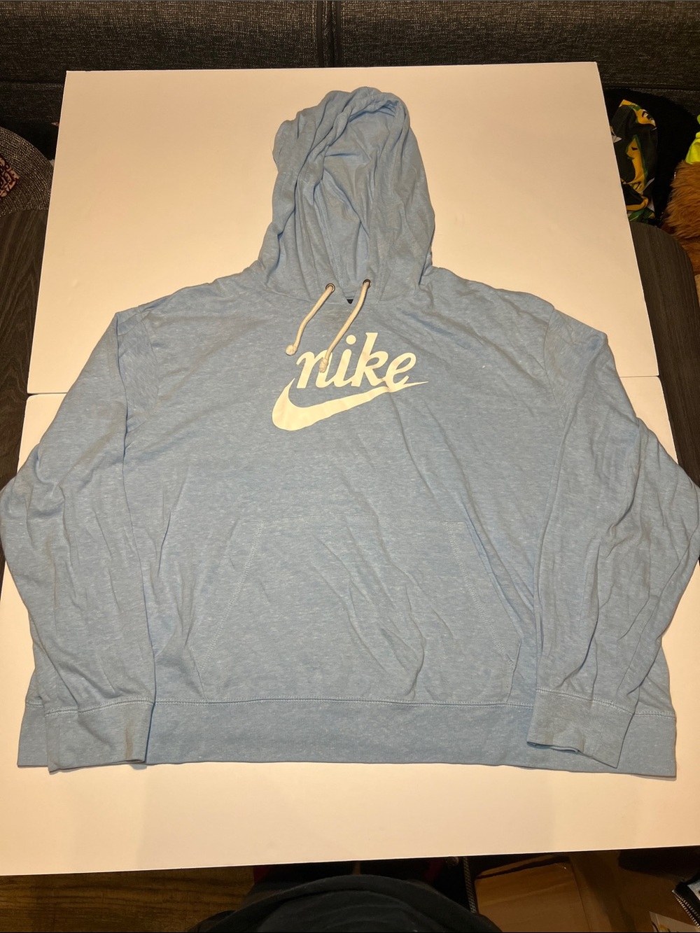Nike Light Blue Crewneck Hoodie with White Logo